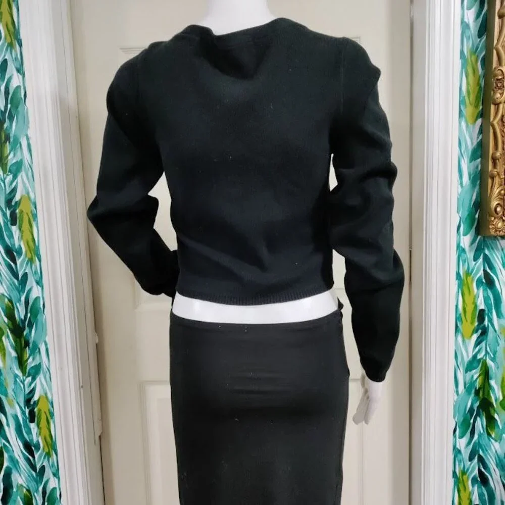 Urban Outfitters Black Cropped Cotton Blend Cardigan L - Picture 4 of 11